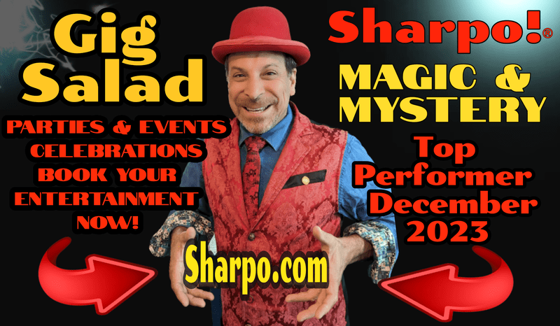 Sharpo Magic and Mystery  Top Performer Status for December 2023 Gig Salad Reports.