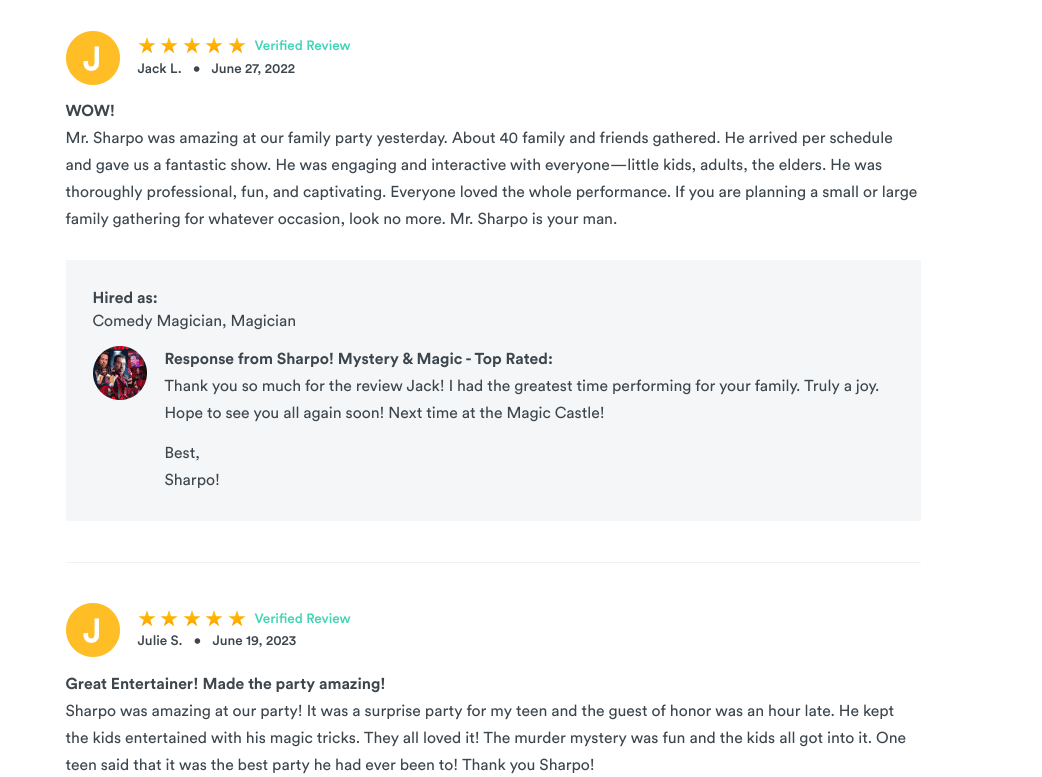5 Star Client Reviews.