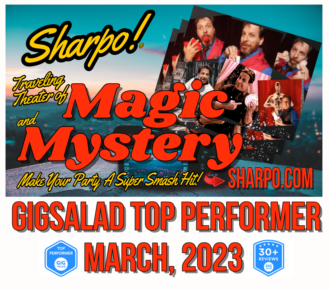 Sharpo is again named a top performer on gigsalad March 2023.